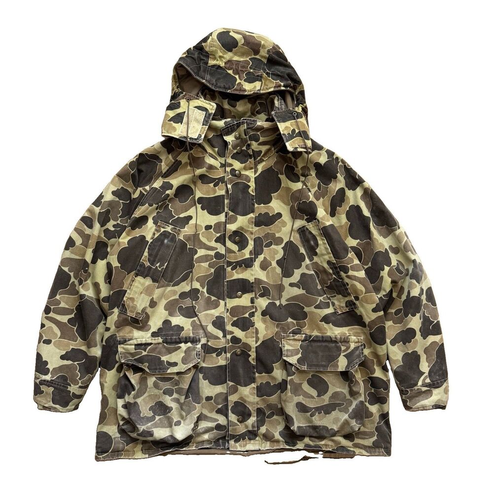 Vintage 80s Columbia Duck Camo XXL Gore-Tex Jacket Thinsulate Detachable Hood